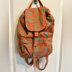 Baggu Cactus Canvas Drawstring Backpack, Retired Style